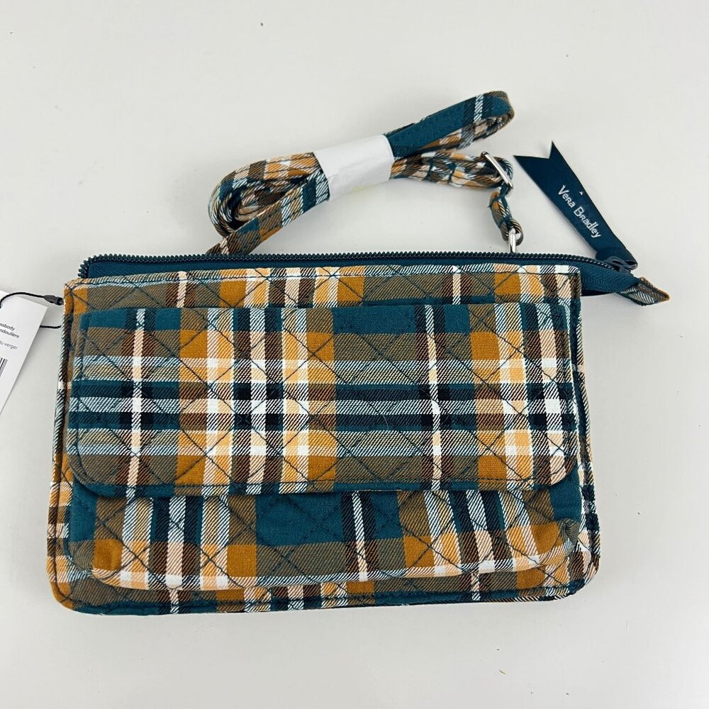 Vera Bradley RFID Wallet Crossbody in Cotton Orchard Plaid NWT Brand New